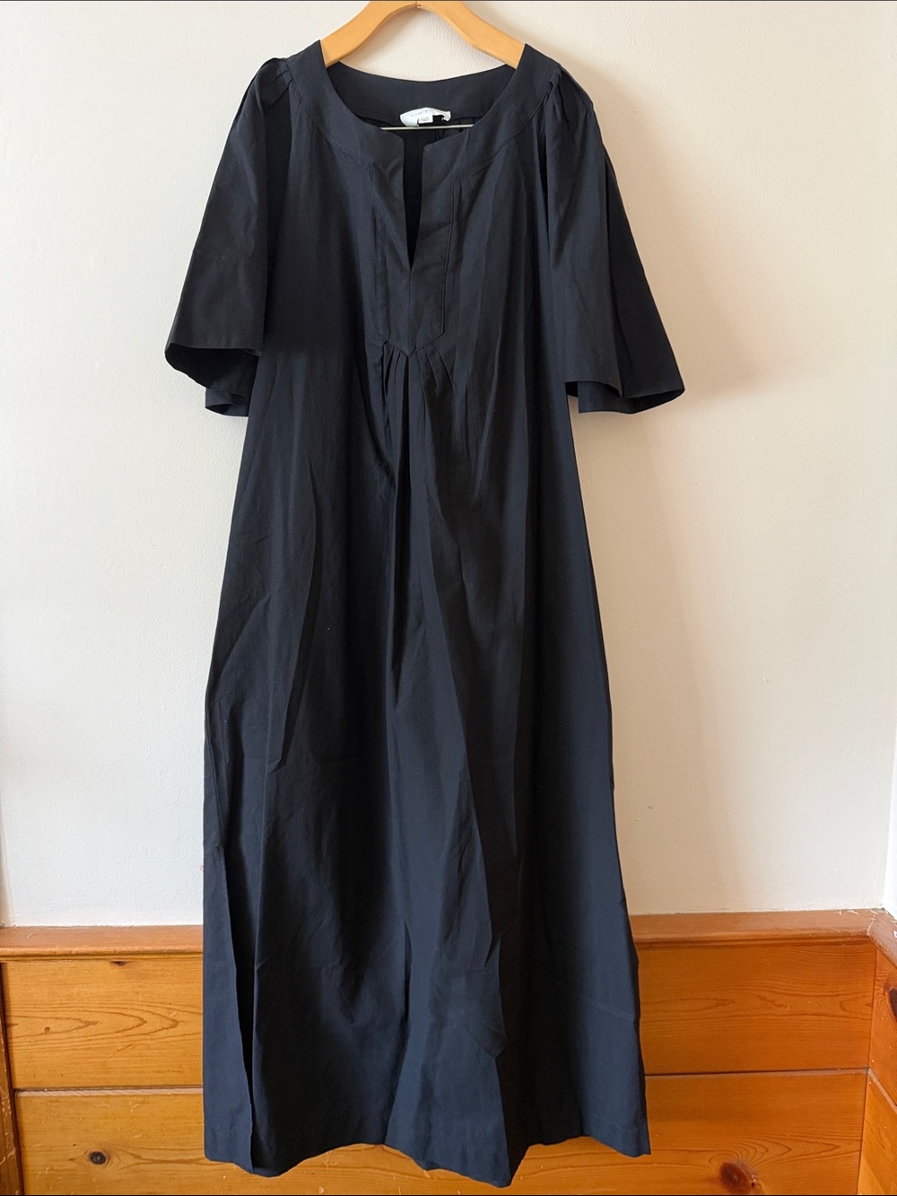 Pomander Place Black Cotton Maxi Dress Size XXXL Flutter Sleeve Boho Midi - Picture 2 of 5